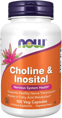 NOW Foods Choline & Inositol 500 Mg, Nervous System Health, 100 Capsules