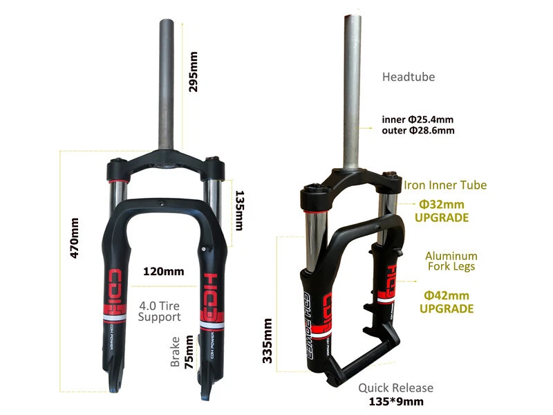 20*4.0" Fat Suspension Fork Single Shoulder Bike Fork & Headset - Bike/Tricycle - Image 3 of 4