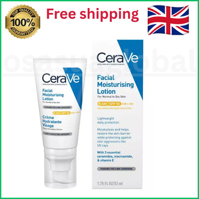 CeraVe AM Moisturiser SPF50 52ml - Tägliche Gesichtslotion für trockene bis normale Haut
