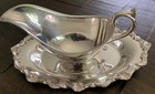 Vintage Silver Plated Ornate Gravy Boat with Attached Underplate — photo 2