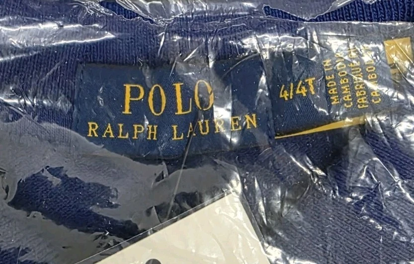 Polo Ralph Lauren Niños Polo Big Horse Logo Camisa Azul Talla 4/4T Amarillo Caballo Foto 3 de 4