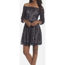 CHELSEA28 WOMENS SZ 20 Black LACE OFF THE SHOULDER COCKTAIL DRESS shapewear