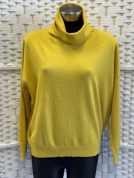 "SPORTSCRAFT SIGNATURE"SIZE"S"WOMENS CLASSY GOLD CASHMERE MIX POLO NECK JUMPER*