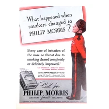 Philip Morris Cigarettes  1936 Print Ad  Iconic Bellhop 8"x11.5"