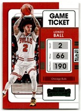 2021-22 Panini Contenders #36 Lonzo Ball Game Ticket Red Chicago Bulls