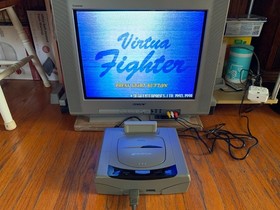 Sega Saturn HST-3210 gray Japanese console system + 10 games + memory cartridge
