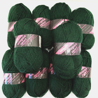 Vintage Unger Utopia Sport Yarn Fine Weight 100% Acrylic Dark Green Lot of 10