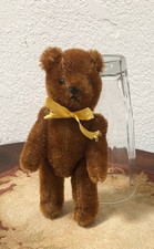 Vintage 7 " Brown Mohair Teddy jointed Arms Legs Glass Eyes Made in East Germany