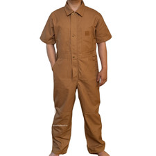 Short Sleeve Workwear Coverall - Lightweight Cotton for Warm Weather Brown