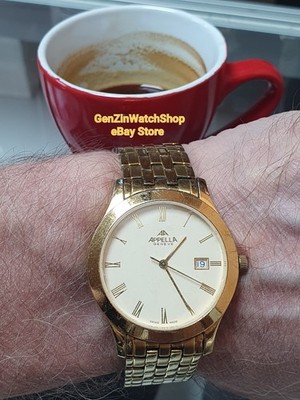 Vintage APPELLA GENEVE Ref NO.4035 Quartz Slim All Stainless Steel WR3ATM Watch
