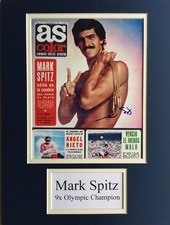 Swimming Mark Spitz Signed 16" X 12" Double Mounted Display