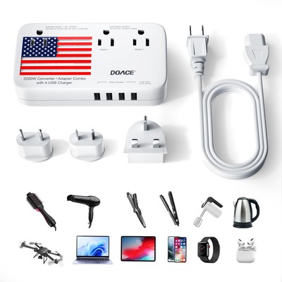 Upgraded 2200W 220V to 110V Converter for European Travel, Voltage Converter ...