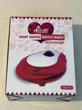 Eco+Chef Heart Shaped Waffle Maker Red Nonstick Valentine’s Day GKA-W1 New