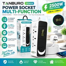 6.5FT Wall Mountable USB Surge Protector Power Strip 4USB Ports 3 Outlet Plugs