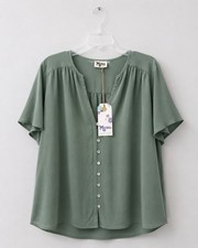 Show Me Your Mumu Size XL Green Chiffon Lined Tunic Top NEW
