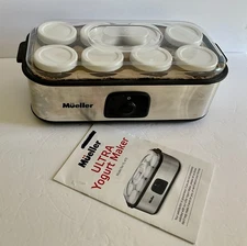 Mueller Ultra Yogurt Maker with 8 6oz Glass Jars/Lids, Model YL-470O and Manual