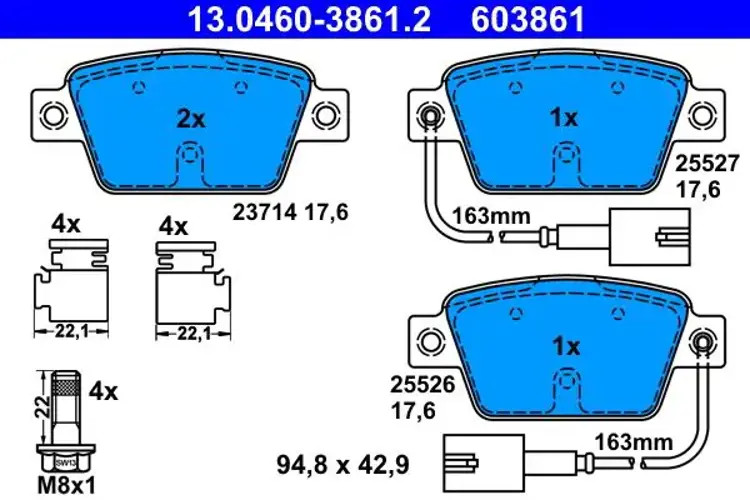 Brake pads 13.0460-3861.2 ATE for FIAT ALFA ROMEO LANCIA