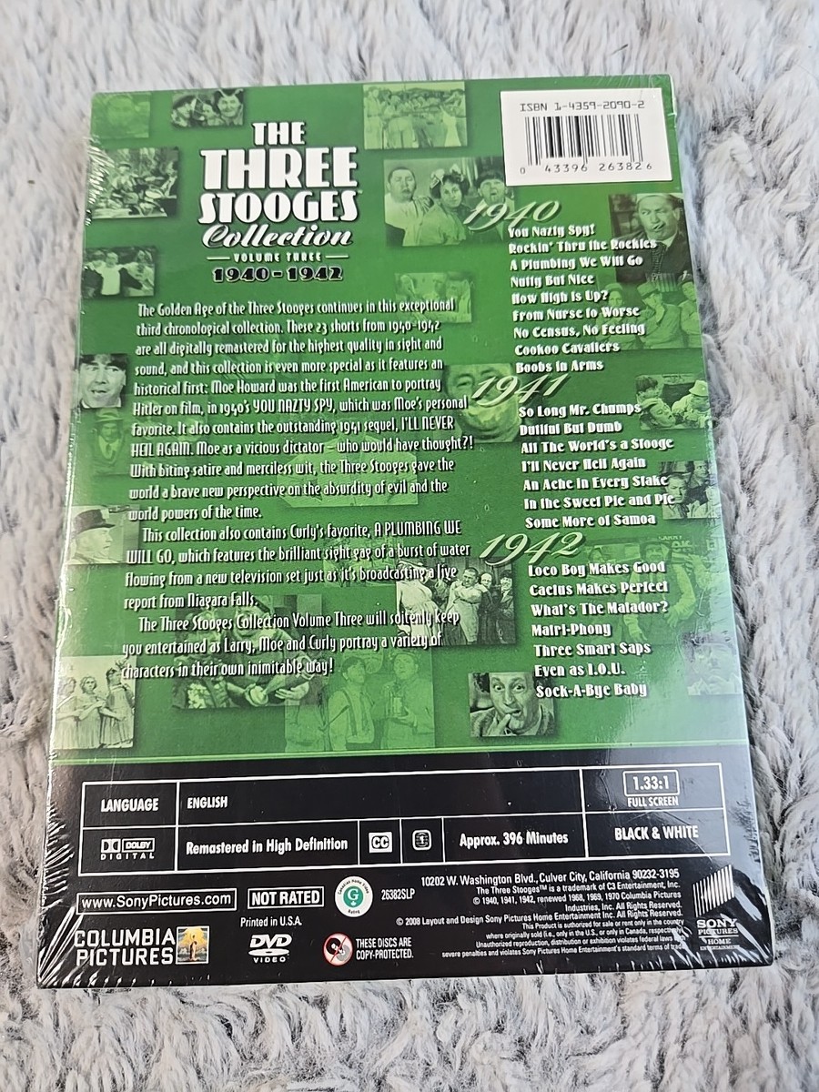 The Three Stooges Collection Volume 3 5 6 8 DVD Box Set X4 1940