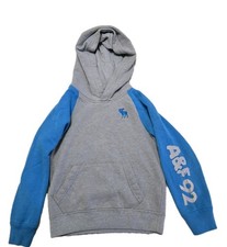 Abercrombie Kids Hoodie Grey Blue Raglan Moose Logo Pullover Size 5/6 EUC