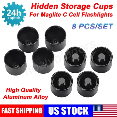 HOZLYBLOGORS 8PCS Dry Storage Hidden Storage Cups Aluminum For Maglite C Cell Flashlights US