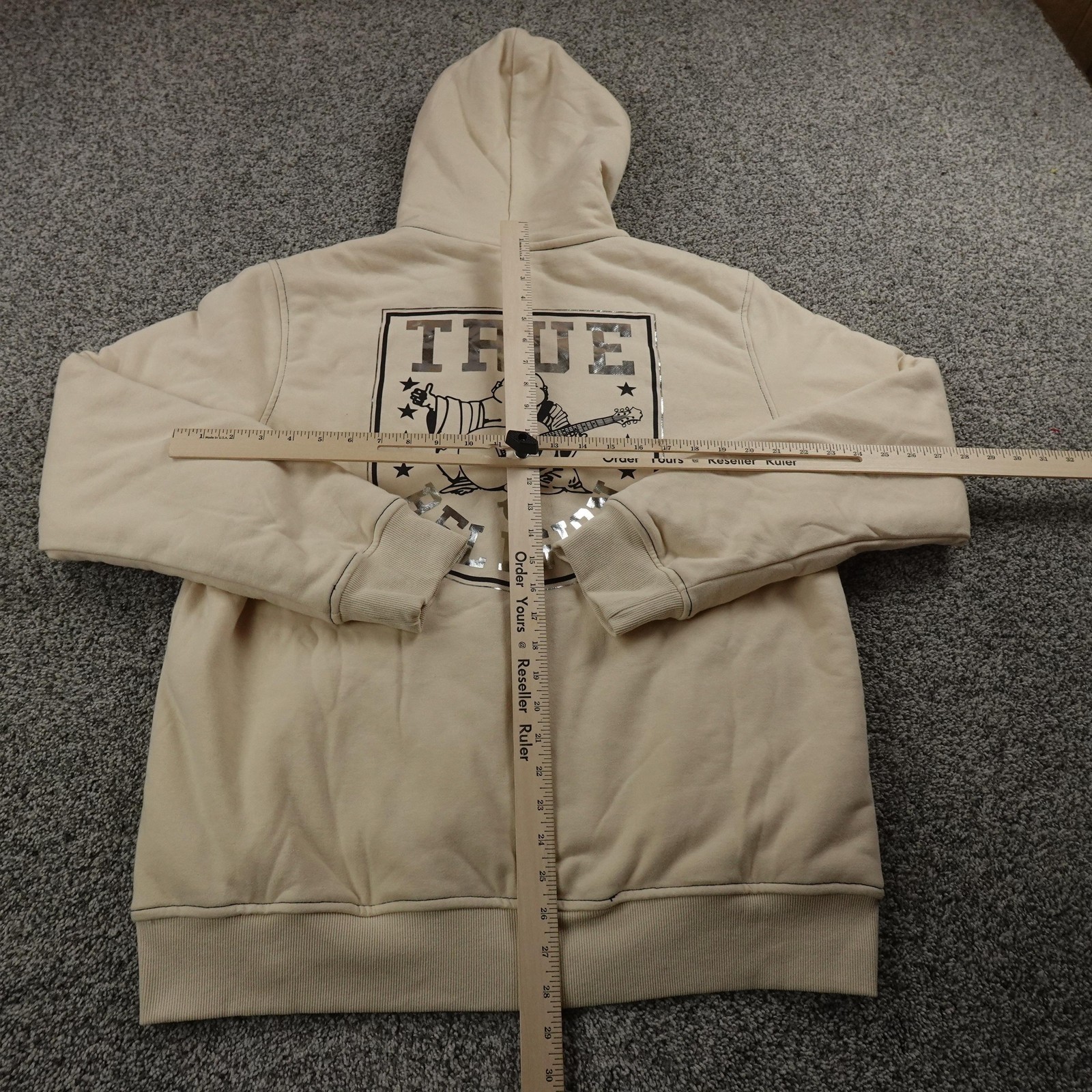 NEW True Religion Hoodie Mens L Beige Buddha Sherpa Full Zip Sweatshirt Jacket thumbnail 8