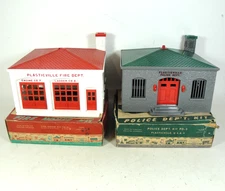 Vintage Plasticville PD-3 Police Dept Kit w FH-4 Fire House Kit O & S GAUGE