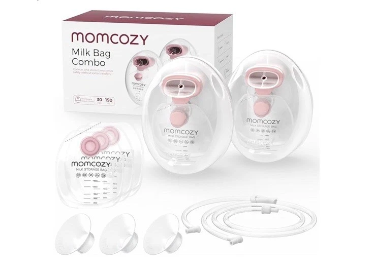 Momcozy Wearable Milk Collection Cups with Storage Bags (5 oz) Milk Bag Combo - Image 3 of 4