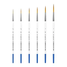 XDT#830 Ex-Long Tip Rigger Art Brush 6Pc #000#00#0#1#2#3 Acrylic Oil Watercolor