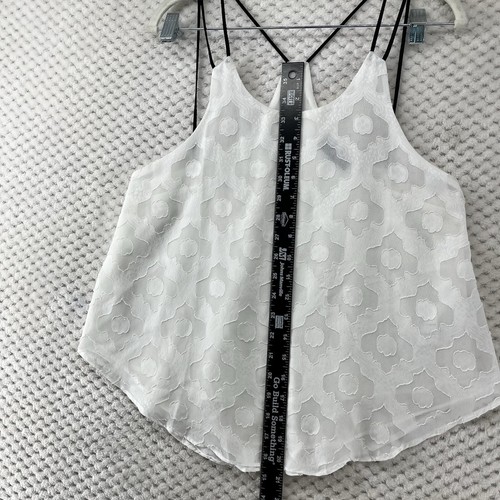 Astr White Tank Top Black Straps Sleeveless Casual Blouse Sheer Fairy Boho Flowy - Picture 4 of 8