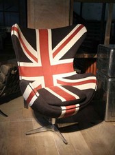 Design Schalensessel Liverpool Union Jack Sessel Drehsessel Velours Klassiker