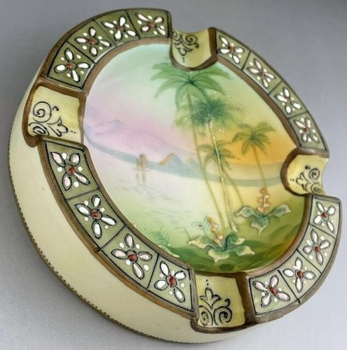 Old Noritake landscape ash tray D/13.2 cm 1910's Vintage F/S from JP FEDEX - Picture 19 of 20