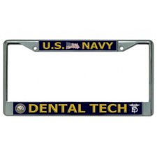 Navy Dental Tech Military Logo Seal Chrome License Plate Frame made in usa