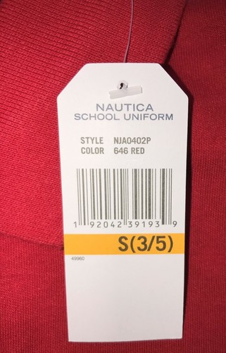 Nautica Girls Size Small 3-5 Red School Uniform Polo Shirt New with Tags - Picture 3 of 5