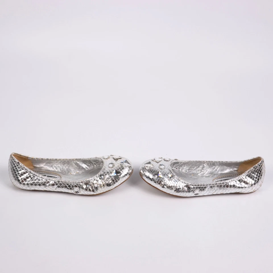 Pisos de ballet Gianmarco Lorenzi plateados talla 37 EU / 7 US Foto 4 de 4