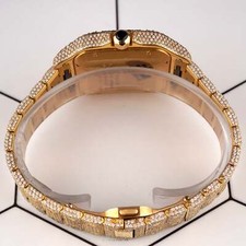 Cartier Santos Mens 39.8mm 18k Yellow Gold Watch Iced Out 25ct Diamonds 4070 9