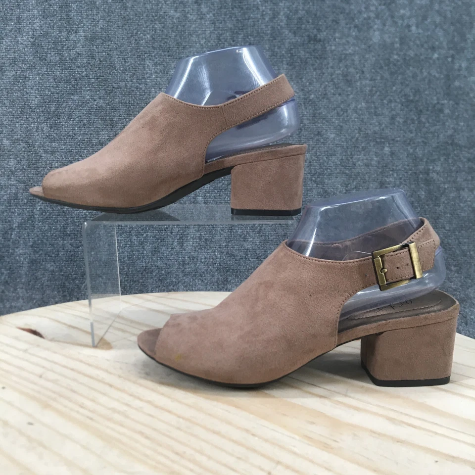 Sandalias LifeStride para mujer 8,5 M relé con cordones tela marrón punta abierta tacones en bloque Foto 2 de 4