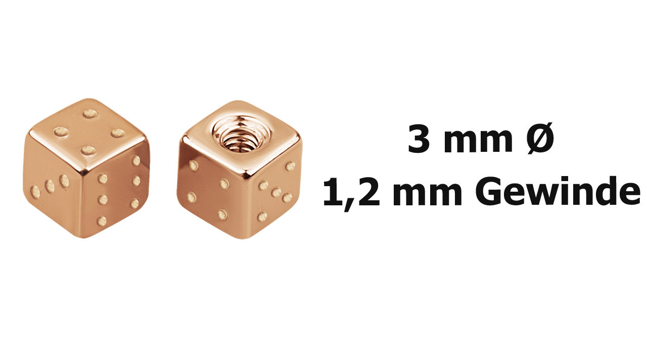 Piercing Jewelry Replacement Closure Cube Screw Rose Gold Steel 1.2mmx3mm