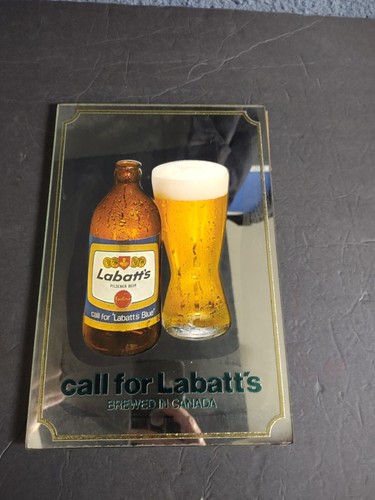 Vtg Labatts Pilsner Beer Bar Advertising Mirror "Call For Labatt's" Man Cave B2 - Picture 5 of 16