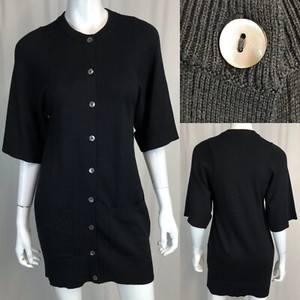 black short sleeve cardigan sweater