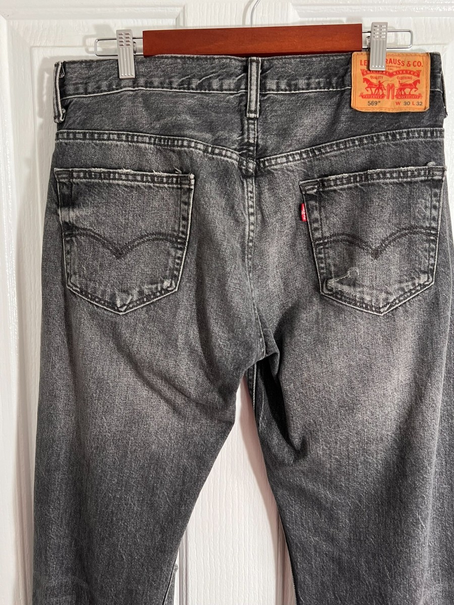 LEVI'S STRAUSS Denim Jeans 569 Straight Fit Distressed 34 x 32