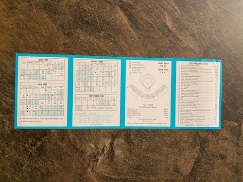 1993 Elmira Pioneers Pocket Schedule - Picture 2 of 2