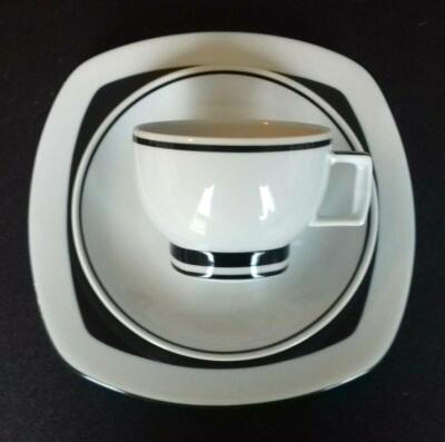 Seltmann Weiden Form Orion Dekor Schwarz weiß Kaffeegedeck 3tlg. + 083