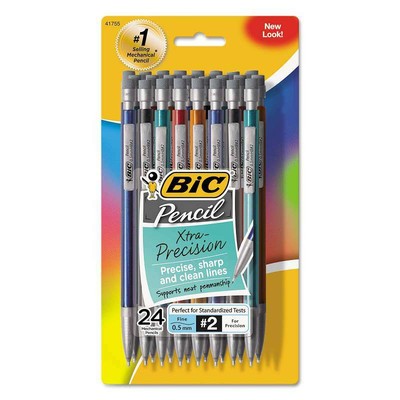 Bic nongrip mechanical pencils, 0.5 mm, assorted clip/metallic barrel, 24/pk (070330417557)