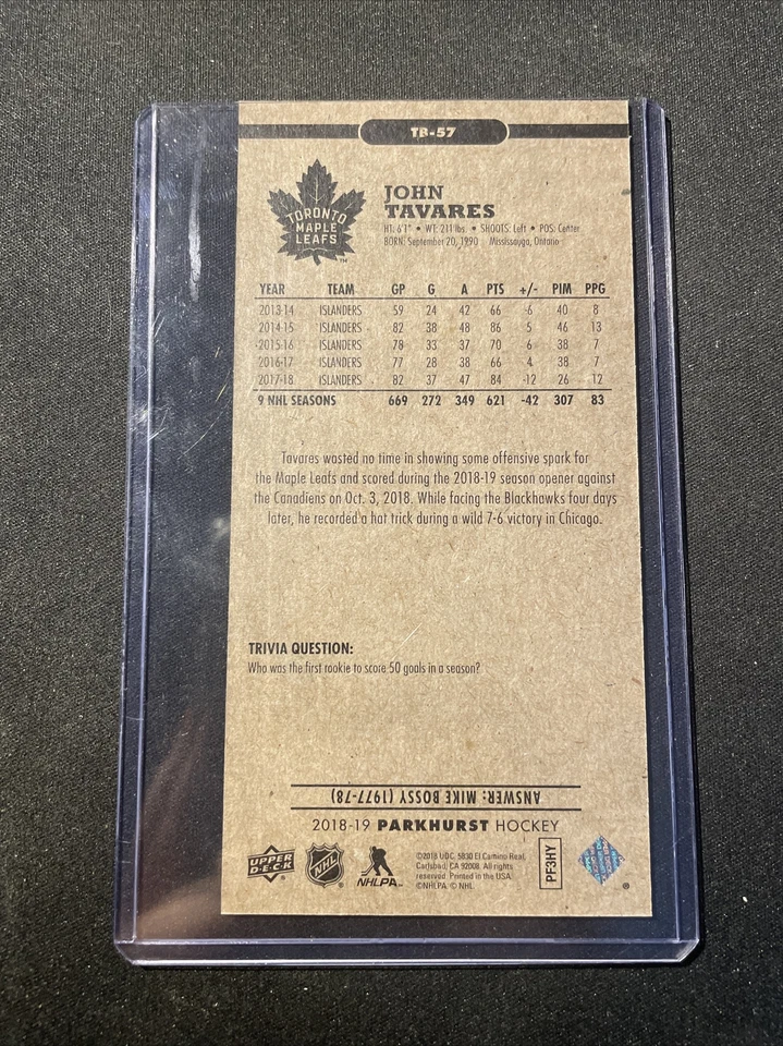 2018-19 Upper Deck Parkhurst John Tavares Tall Boys - Image 2 of 2