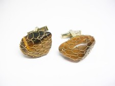 Cuff Links Free Forma genuine Tiger's Eye Stone gold Wire Wrap Men's Formal Wear