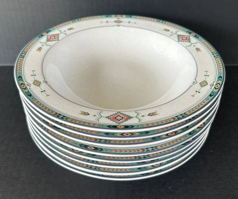 Studio Nova Adirondack Juego de 8 cuencos de sopa de borde ancho 8 1/4" Y2201 Southwestern Foto 2 de 4