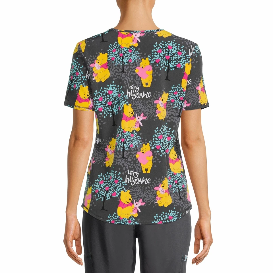 Disney Womens Winnie Pooh Scrub Top Shirt Tigger Eeyore Piglet S M L XL 2X 3X - Image 3 of 4
