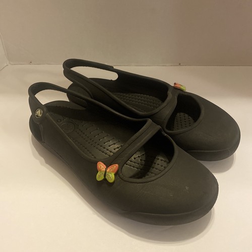 Crocs Slingback Shoes J 2 Girls Black 