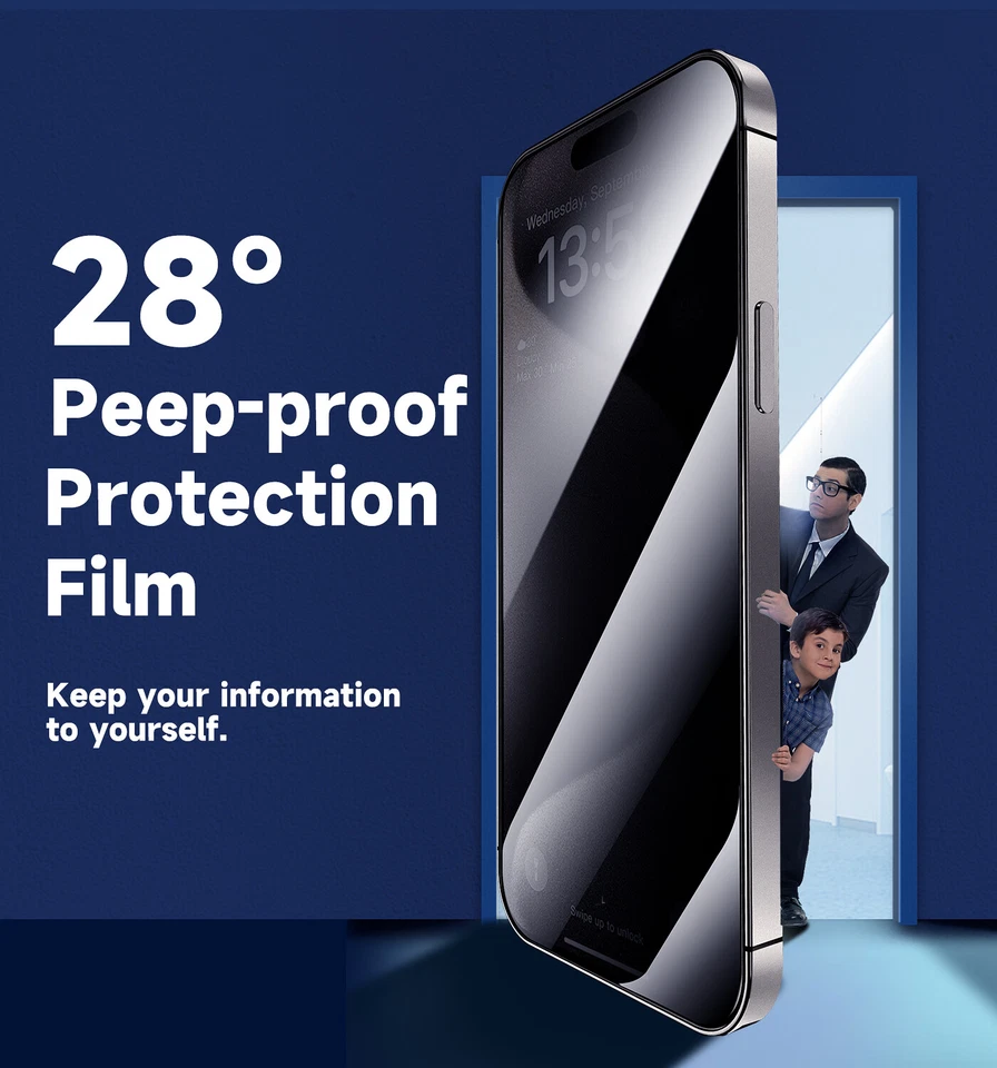 Protector de pantalla de vidrio de privacidad MAGIC JOHN para iPhone 17 16 15 14 13 12 11Pro Max Foto 3 de 4