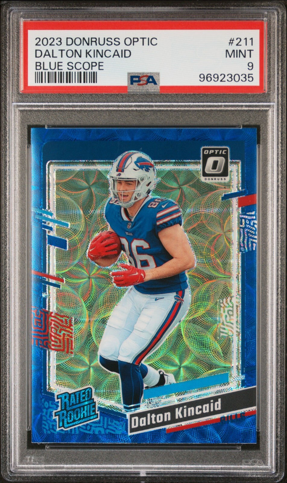 PSA 9 - 2023 Donruss Optic DALTON KINCAID RC Blue Scope Prizm #211 Bills